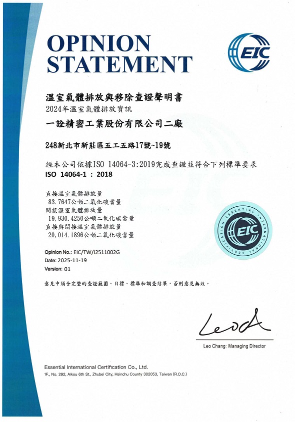 ISO 14064-1 2024 Greenhouse Gas Emissions Information - Factory 2